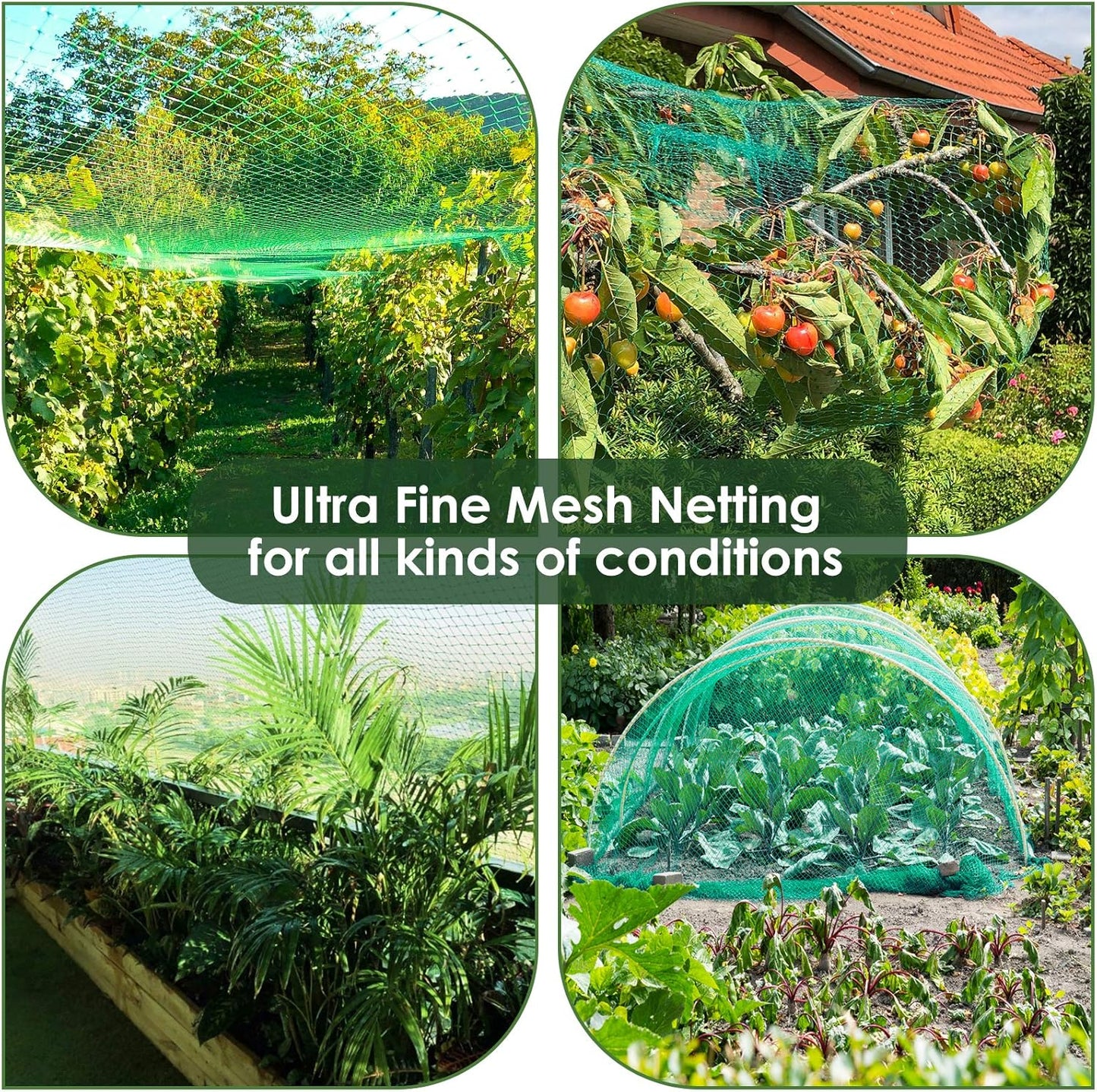 13X65Ft Bird Netting for Garden Protect Vegetable Plants and Fruit Trees,Plastic Trellis Netting for Birds, Deer,Squirrels and Other Animals