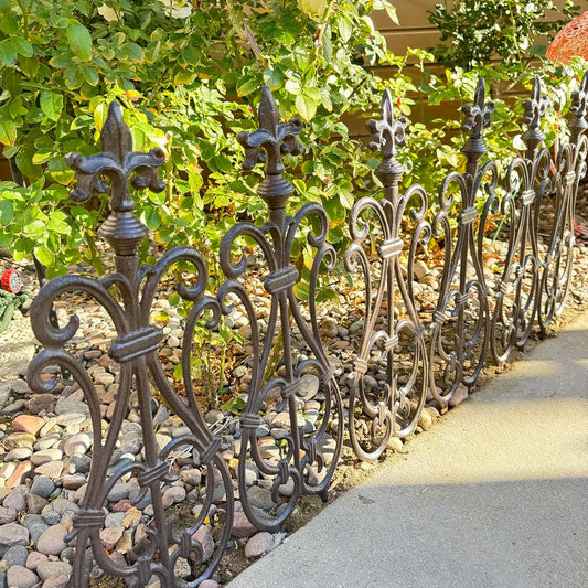 Ornate Cast Iron Garden Edging Fence（28" Tall） - 2 Pack Heavy Duty Metal Border for Lawn, Patio & Landscaping HC8775