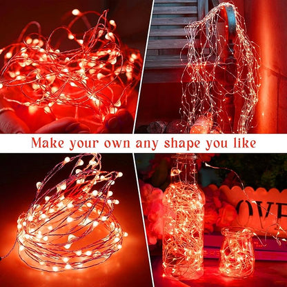 Solar String Lights for Outside, 72Ft 200 LED Solar Fairy Lights with 8 Modes, Solar Powered Fairy Lights Waterproof for Christmas Tree Garden Party Wedding（Red）