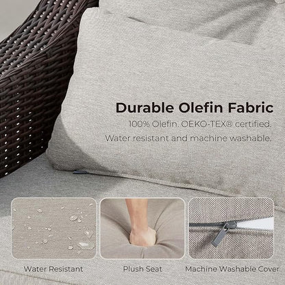 CHITA 2 Pieces Patio Wicker Chairs, 360° Rocking Swivels Outdoor Rattan Chair with Thickened Cushions for Backyard, Poolside, Garden or Porch