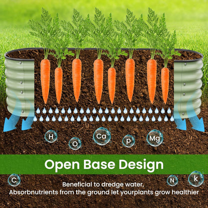 8 X 2 X 1.4 Ft Galvanized Raised Garden Bed,Sturdy and Easy to Assemble Oval Raised Planter Beds Outdoor for Vegetables, Gardening, Flowers, Fruits（Light Green）