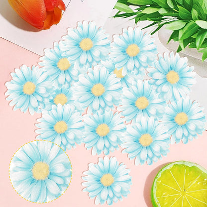 60 PCS Edible Daisy Cupcake Toppers Wafer Paper Daisy Cupcake Picks Edible Daisies Wildflower Birthday Party Decorations for Baby Shower Wedding Birthday Party Cake Food Decorations Supplies Blue
