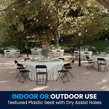 Flash Furniture Hercules Set of 10 Indoor/Outdoor Heavy-Duty Plastic Folding Chairs, Foldable Commercial Stacking Chairs with 650-lb. Static Weight Capacity, Black