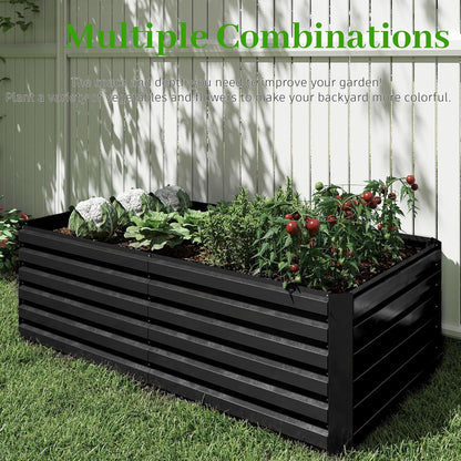 8x4x2 ft Outdoor Raised Garden Bed, Large Metal Planter Raised Beds, Planters for Outdoor Plants for Vegetables, Flowers, Herbs, Fruits, and Succulents.(4 Pcs)