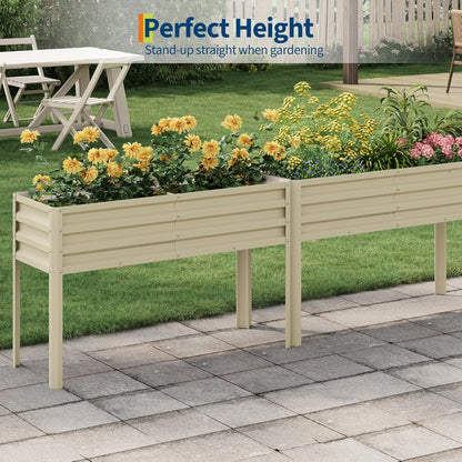 Galvanized Raised Garden Bed with Legs - 50×32×17In Metal Planter Box for Vegetables, Outdoor Raised Garden Beds Gardening, Durable Planter Raised Beds, Sturdy Planters for Outdoor Plants (Beige)