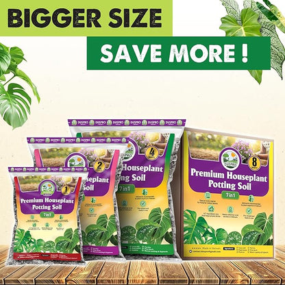 DUSPRO Recycle Pre-Mixed House Plant Soil Aroid Potting Mix 7-in-1 with Coco Coir, Peat Moss, Perlite, Worm Casting, Pumice, Pine Bark & Gypsum, Tropical Potting Mix for Indoor Plants, Herbs 2QRT