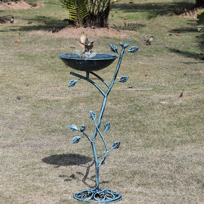 11.4" W x 31" H Cast Iron Pedestal Bird Bath, Birdbaths for Outdoors,Bird Bath for Outside,Vintage Metal Bird Bath Garden Yard Decor