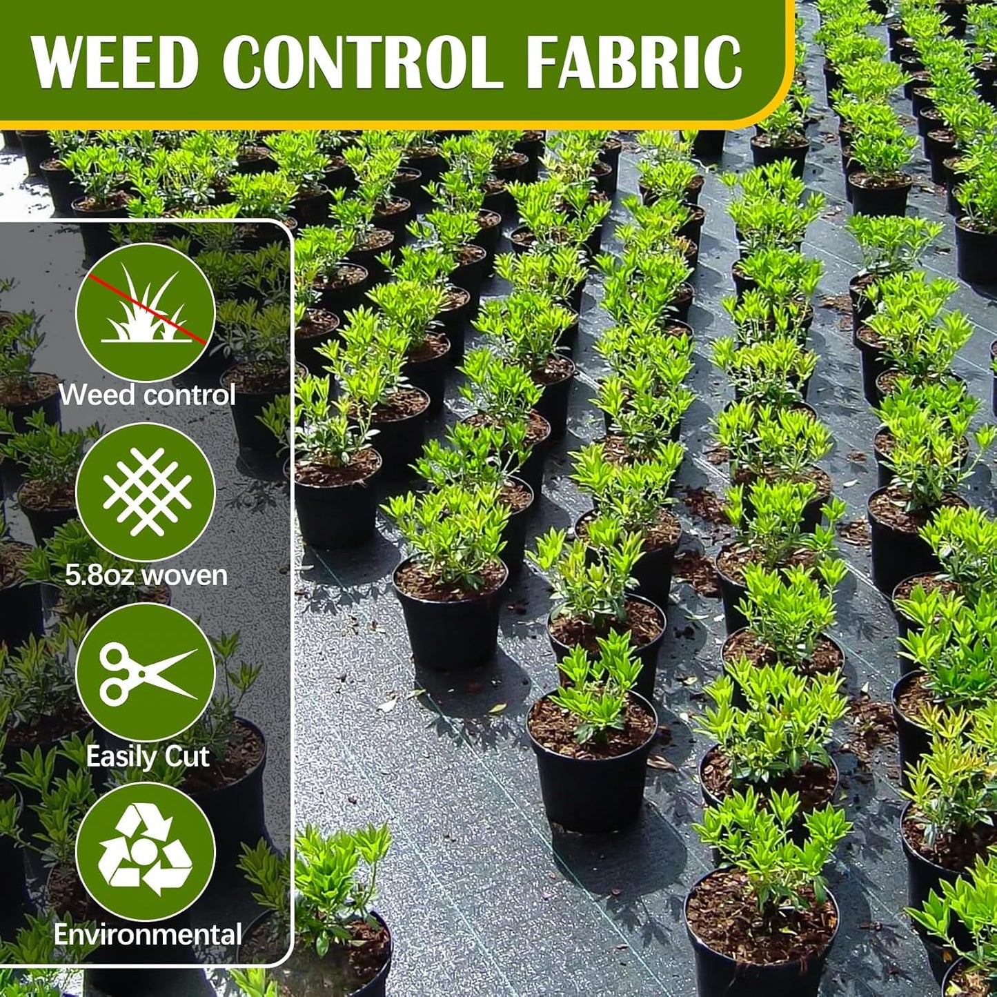 KAKO 4Ft x 100Ft Weed Barrier Fabric Heavy Duty Weed Barrier Landscape Fabric, Garden Fabric Weed Barrier, Ground Cover Weed Barrier Weed Cloth for Garden Fabric, Landscaping Fabric, Driveway Fabric