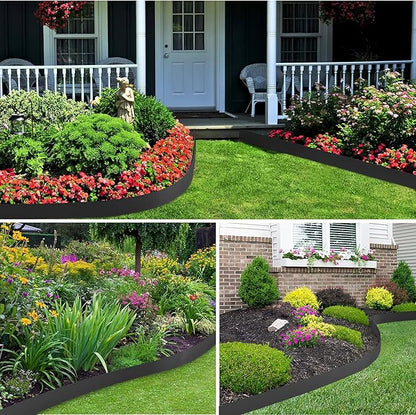 Landscape Edging, 40' 4" Tall Garden Edging with Scissors, Lawn Edging with 36 Garden Spikes and 2 Connectors, Heavy Duty PP&PE Material Edging for Landscaping, Garden, Lawn, Black