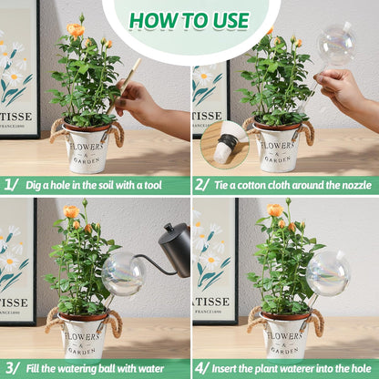 17 oz Up 2 Weeks Large Plant Watering Globes, Self Watering Planter Insert Iridescent Rainbow Self Watering Globes, Vacation Plant Watering Devices-Watering Bulbs for Indoor Outdoor (Large 2-Pack)