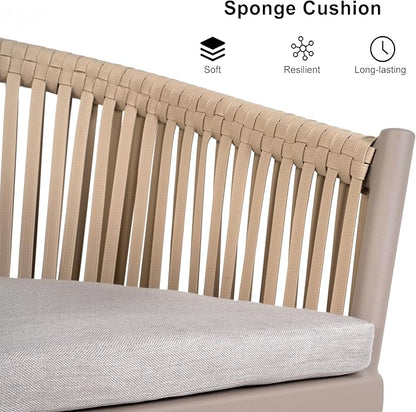 PURPLE LEAF 12 Pieces Outdoor Dining Set with Patio Aluminium Dining Table and Wicker Chairs Modern Furniture Cushions Sets for Backyard Indoor Decor Kitchen Champagne