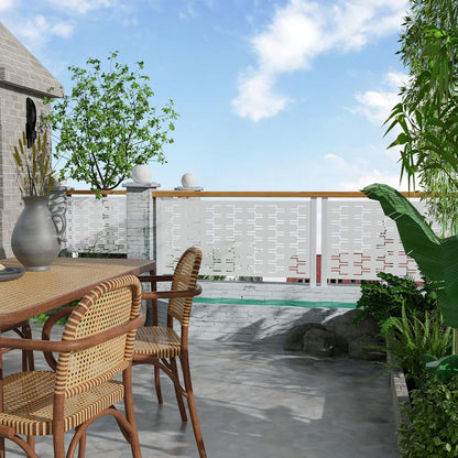 Metal Privacy Screen Outdoor 72" H×47" W,Freestanding Decorative Privacy Screen for Balcony Yard&Garden,Privacy Fence-White&Brick