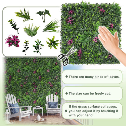 Greenery Grass Wall Boxwood Plant Roll: 40"x120"(33.5 SQFT) with UV Resistant Green Leaves Faux for Interior Wall, Greenery Backdrop,Garden and Indoor Outdoor Plant Panel Covering Privacy