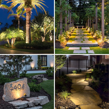 APONUO Solar Spot Lights Outdoor 4-in-1 Solar Landscape Lights Dusk to Dawn Solar Uplights IP65 Waterproof 9.8ft Cable Outdoor Spot Lights for Yard Pathway Garden Tree Decoration (Warm White)