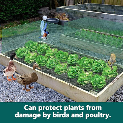 32.8FT x16Inch Plant Protectors from Animals - Wire Plant Protector Cages for Outdoor Plants, Free-Cut Metal Mesh Plant Covers Guards Fence, Chicken Wire Cloche with Ground Stakes,Zip Ties