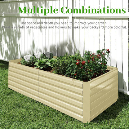8x4x2 ft Outdoor Raised Garden Bed, Large Metal Planter Raised Beds, Planters for Outdoor Plants for Vegetables, Flowers, Herbs, Fruits, and Succulents.(4 Pcs,Yellow)