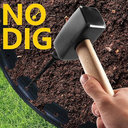 2 in Tall, 33FT Long Landscape Edging Garden Edging Border, Plastic Landscape Edging Kit with Spikes, for Garden, Flower Beds, and Lawn, Black