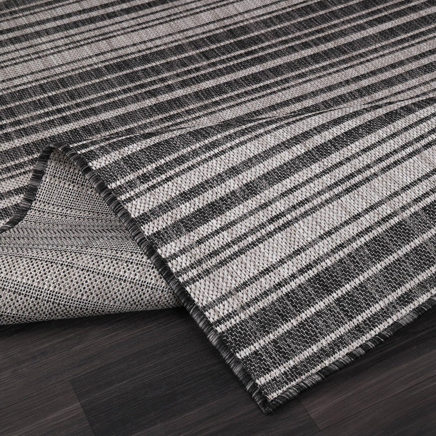 Stripe Outdoor Rug 6x9 Washable Outside Carpet for Indoor Patio Porch Waterproof Easy Cleaning Non Shedding Area Rugs Dark Gray 6 x 9