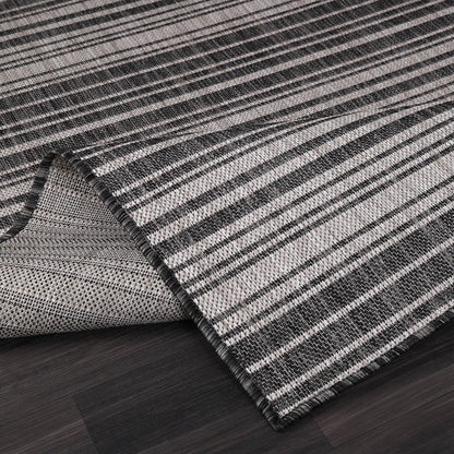 Stripe Outdoor Rug 5x7 Washable Outside Carpet for Indoor Patio Porch Waterproof Easy Cleaning Non Shedding Area Rugs Dark Gray 5 x 7
