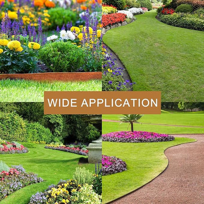 33ft Landscape Edging Cor-Ten Steel - Pre-Rusted Garden Border Kit, 10 Pack Hammer-in Lawn Edging Strips 11 Clips & Gloves - Durable Garden Edge for Lawn, Yard