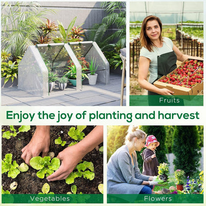 Outsunny 6' x 3' x 3' Mini Greenhouse with Zippered Doors & Roll-up Windows, Portable Plant Hot House with Durable PE Cover, Water Resistant, UV Protected for Outdoor Flowers, Vegetables, White