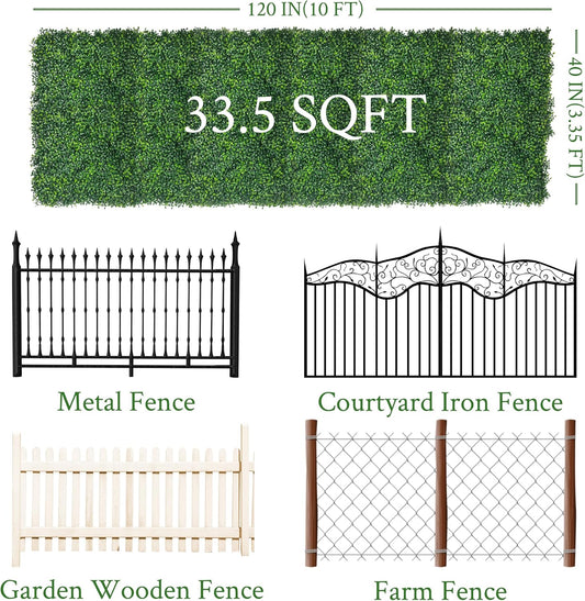 Artificial Ivy Privacy Fence Screen:40"x 120" (34 SQFT) 4-Layer Leaf UV-Anti Faux Greenery Boxwood Backdrop Ivy Vine Leaf Fence Panels for Outdoor, Indoor, Garden,Backyard and Decor