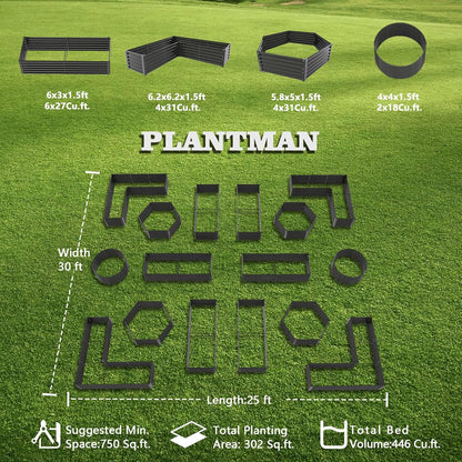 A ANLEOLIFE 16-Pack Deep Root Galvanized Raised Garden Beds Outdoor for Planting Vegetables Flowers Herb, Quartz Grey