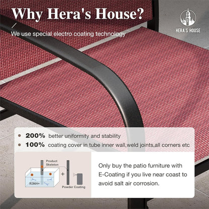 HERA'S HOUSE Red Patio Dining Sets for 8, Extendable Outdoor Table and Chairs Set, 9 Pieces Rectangular Metal Table Chairs for Patio Lawn Garden Porch