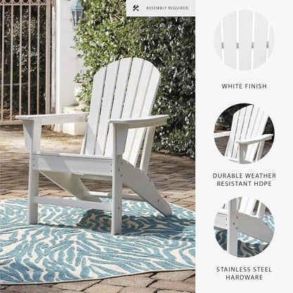 Signature Design by Ashley Sundown Treasure Outdoor Patio HDPE Weather Resistant Adirondack Chair, White