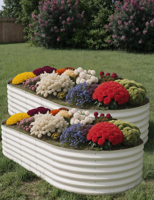 2 Pcs Raised Garden Beds Outdoor 10x4x1.5 ft - Galvanized Steel Planter Box for Vegetables, Flowers, Rust-Resistant Garden Box, Easy Assembly Raised Beds, Durable Planters for Outdoor Plants, Beige