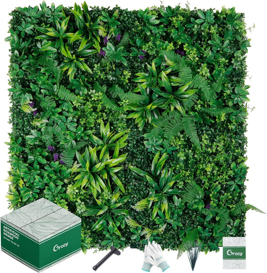 Artificial Boxwood Panels, Grass Wall Panels 20"x20"(6pcs), Privacy Hedge Fence Screen with UV Protection, Fake Greenery Backdrop for Indoor Wedding and Outdoor Garden Backyard