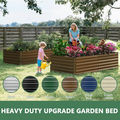 FOOWIN 4pcs 6x3x2ft Galvanized Raised Garden Bed, Planter Raised Garden Boxes Outdoor, Large Metal Raised Beds for Gardening, Garden Bed for Vegetables, Flowers, Herb,269 Gallon Capacity, Brown