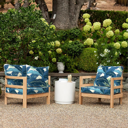 LVTXIII Outdoor Deep Seat Cushion 24"x24"x4" Patio Seat and Back Cushion Set Seasonal Chair Cushion for Dining Arm Chairs, Wicker Chairs and Garden Furniture Decoration, Swaying Palms Blue