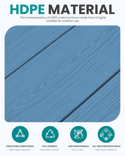 SERWALL Outdoor Patio Furniture Set, 5 Piece HDPE Patio Conversation Sets, All-Weather Wood-Like Outdoor Couch Loveseat and Coffee Table with Thick Cushions for Porch Balcony Garden Backyard