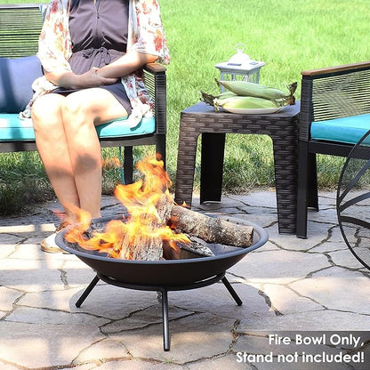 Sunnydaze Outdoor Fire Pit Bowl Replacement Insert for DIY Ring or Existing Stand - Wood-Burning Fire Bowl for Outside - 23-Inch