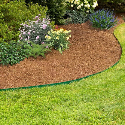 A ANLEOLIFE 6 Pack 40" LX 6" H Galvanized Steel Garden Landscape Edging, Bendable Hammer-in Metal Lawn Border with Gloves and 10 Stakes (20FT Total) (6 inch Tall, Green)