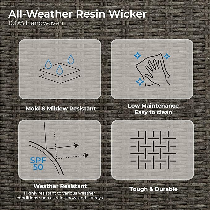 CHITA 2 Pieces Patio Wicker Chairs, 360° Rocking Swivels Outdoor Rattan Chair with Thickened Cushions for Backyard, Poolside, Garden or Porch