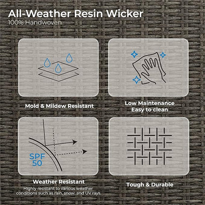 CHITA 2 Pieces Patio Wicker Chairs, 360° Rocking Swivels Outdoor Rattan Chair with Thickened Cushions for Backyard, Poolside, Garden or Porch