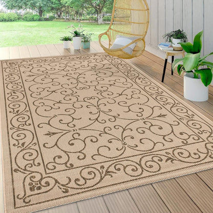 JONATHAN Y SMB106A-3 Charleston Vintage Filigree Textured Weave Indoor/Outdoor Beige/Brown 3 ft. x 5 ft. Area Rug, Classic,Easy-Cleaning,HighTraffic,LivingRoom,Backyard, Non Shedding
