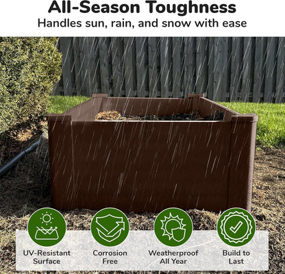 Raised Garden Bed - 2x4 ft Planter Box - Brown HDPE - No Tools Needed - DIY Kit for Urban Gardening, Flowers, Herbs & Vegetables - Made in The USA