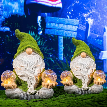 TERESA'S COLLECTIONS Garden Gnomes Decorations for Yard with Solar Lights, Yoga Gnome Resin Flocked Zen Garden Decor for Outdoor Front Porch Patio Santa Decor, Fathers Gifts,Ideal Gifts, 8"