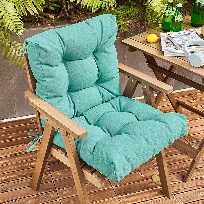 ARTPLAN All Weather Chair Outdoor Cushions Wicker Tufted Pillow with Back for Outdoor Furniture