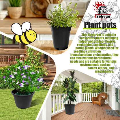 7 Gallon Nursery Pots Plastic Container Injection Molded Pot for Plants Flexible with Drainage Holes Suitable for Plants Soil Growers or Hydroponics Black 10 Pcs
