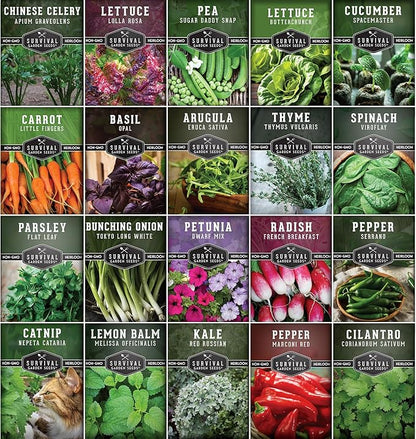 Hydroponic & Indoor Garden Seed Kit – 20 Compact Heirloom Vegetable & Herb Varieties | Apartment, Small-Space, Patio & Vertical Tower Growing | Family Garden Gift – Survival Garden Seeds