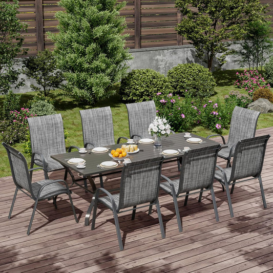 UDPATIO Patio Chairs Set of 8, Stackable Outdoor Dining Chairs with High Back, Breathable Textilene Fabric Outdoor Chair All Weather, 350LBS Capacity for Garden, Backyard (Dark Grey)