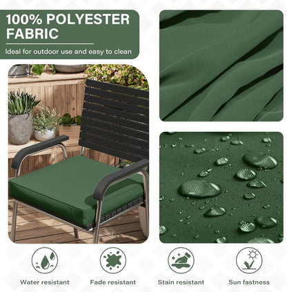 Patio Chair Cushions 17 X 16 X 3 Inch Waterproof Outdoor Seat Cushions for Patio Furniture, Outdoor Sofa Couch Pads with Ties & Handle, Set of 2, Green