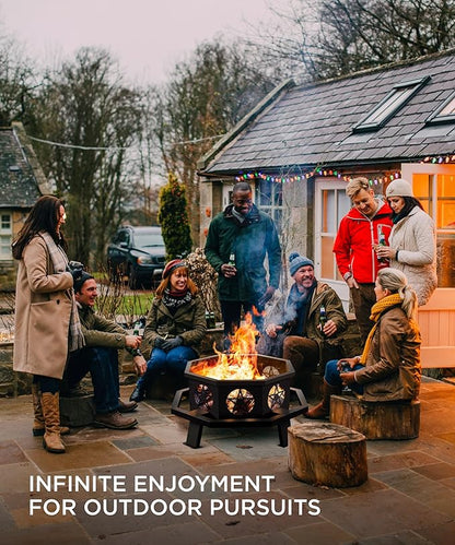 26 inch Fire Pit, Outdoor Fire Pit with Fire Poker, Octagonal Firepits for Outside Fire Pits & Outdoor Fireplaces Heavy Duty Steel Wood Burning Firepit for Bonfire, Camping, Backyard, Patio, Picnic