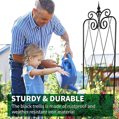 2 Pack 71" H x15 W Trellis,Black Garden Trellis for Climbing Plants Outdoor Metal Frame Sturdy Trellis for Rose