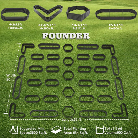 A ANLEOLIFE 33-Pack Deep Root Galvanized Raised Garden Beds Outdoor for Planting Vegetables Flowers Herb, Quartz Grey