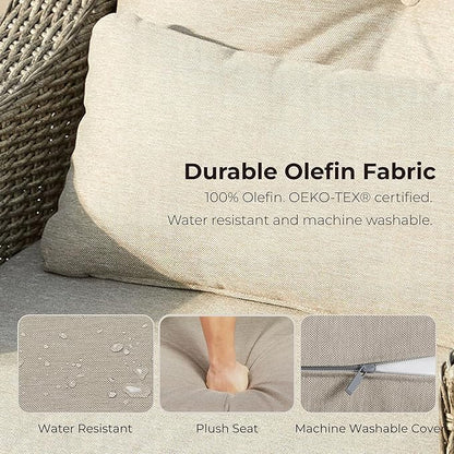 CHITA Patio Wicker Chair, 360° Rocking Swivel Outdoor Rattan Chair with Thickened Cushions for Backyard, Poolside, Garden or Porch